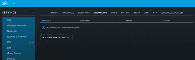 Screenshot of UniFi DDNS settings