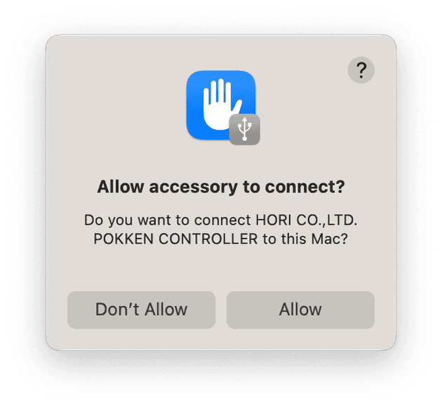 macOS asking if I'd like to allow a game controller to connect to my Mac